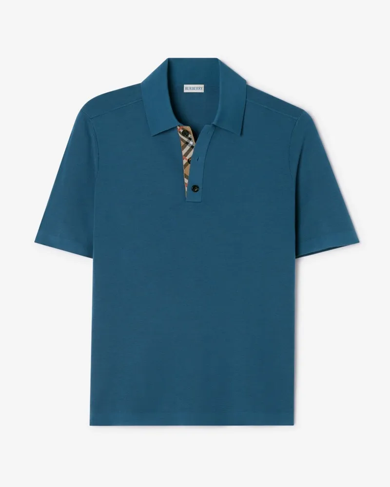 Burberry Poloshirt aus Wolle , Size Maritime-blau