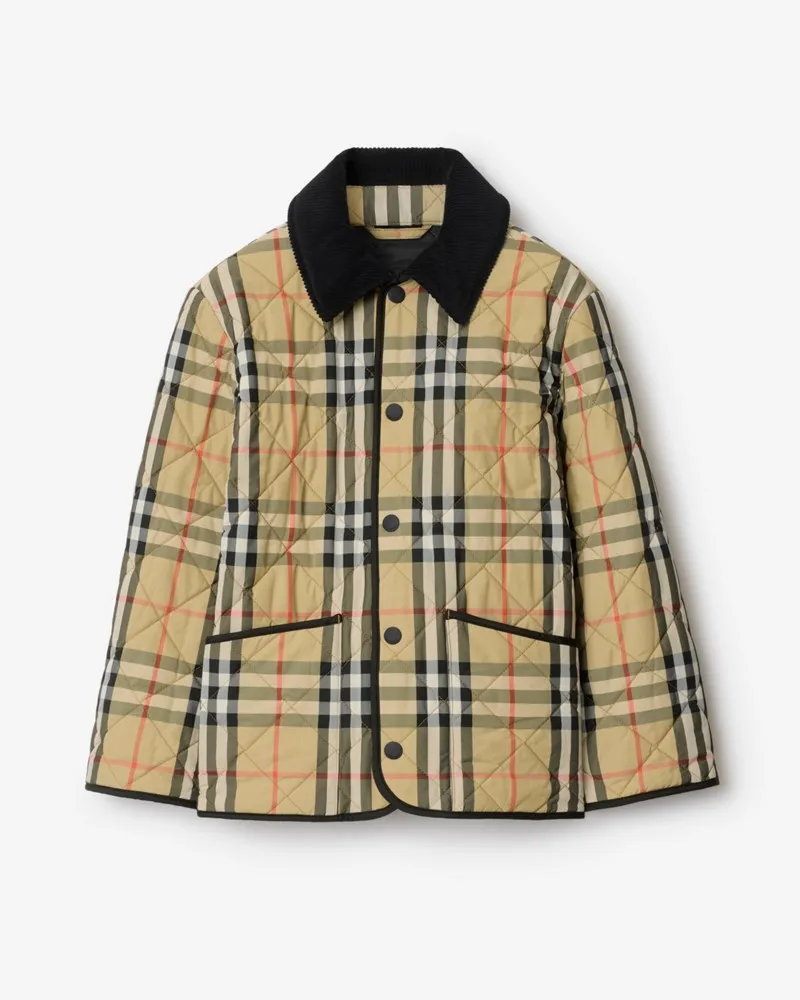 Burberry Country-Steppjacke aus Nylon in Check , Size Sand-beige