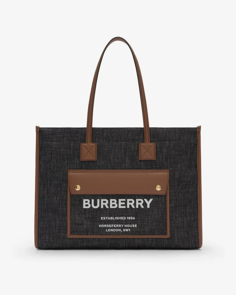 Burberry Mittelgroße Henkeltasche „Freya Navy-blau