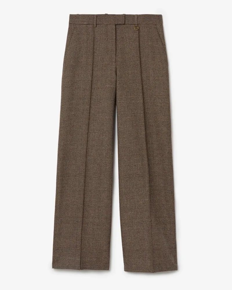 Burberry Elegante Woll-Leinen-Hose mit Karomuster , Size Soap-beige