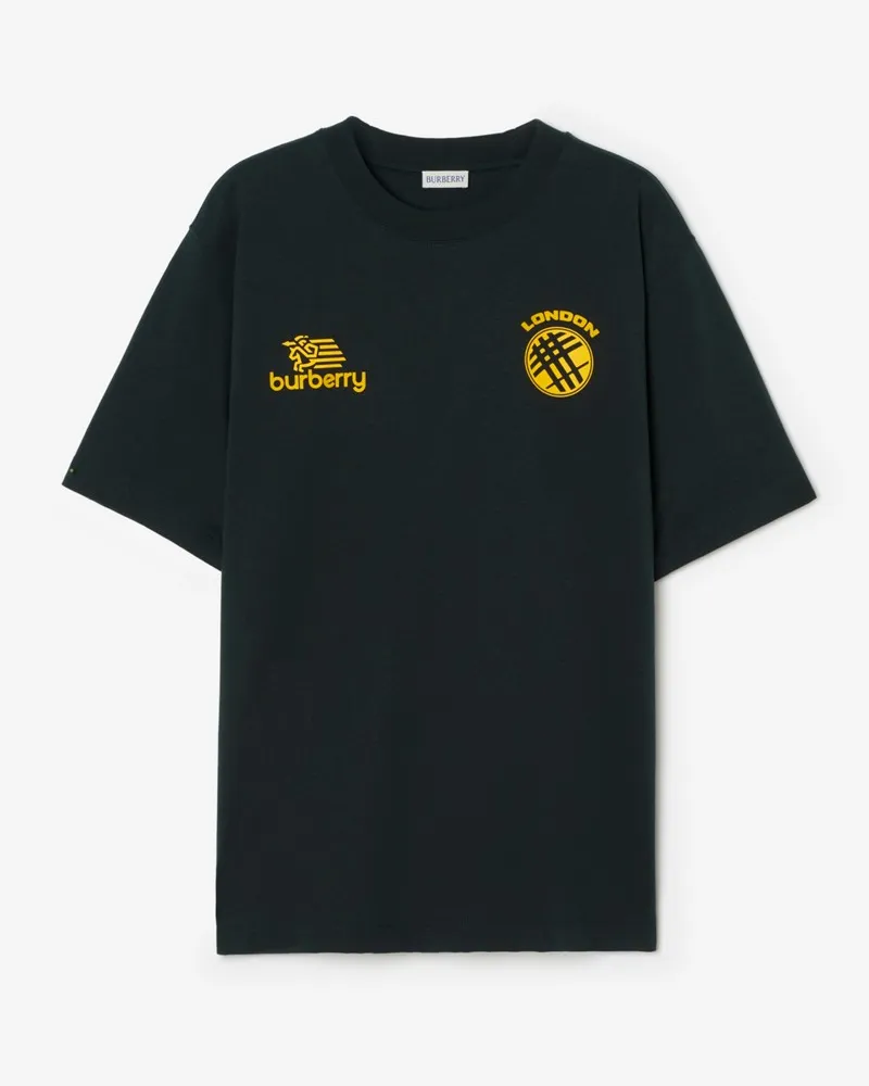 Burberry Baumwoll-T-Shirt mit Logo-Abzeichen Teal