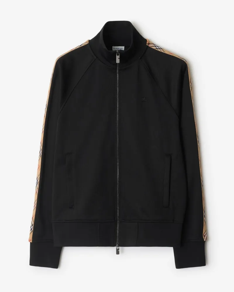 Burberry Baumwollmisch-Trainingsjacke mit Check-Besatz Schwarz