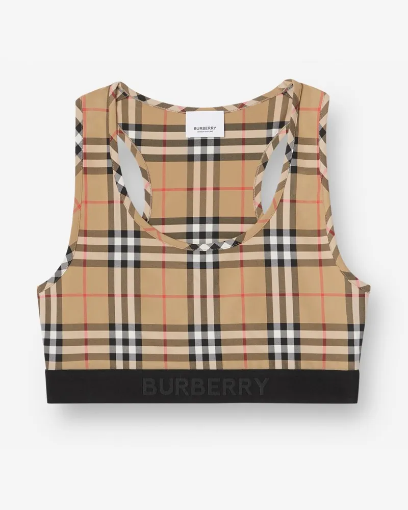 Burberry Bustier-Top aus Vintage Check-Gewebe mit Logo Vintage-beige
