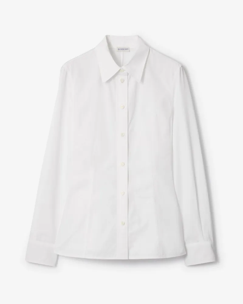 Burberry Schmales Hemd aus Baumwollpopelin , Size Optic-weiß