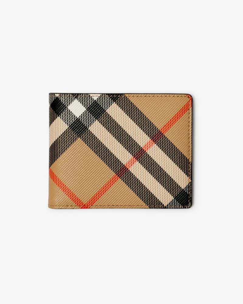 Burberry Schmale Faltbrieftasche in Check Sand-beige