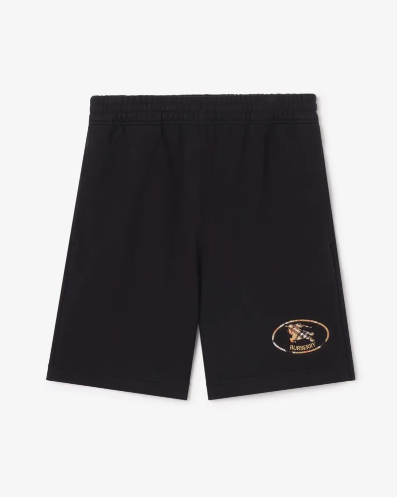 Burberry Baumwollshorts mit Knight Stamp in Check Black