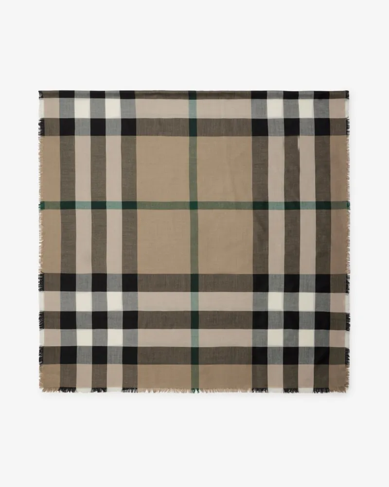 Burberry Schal aus Kaschmir und Seide in Check Linden