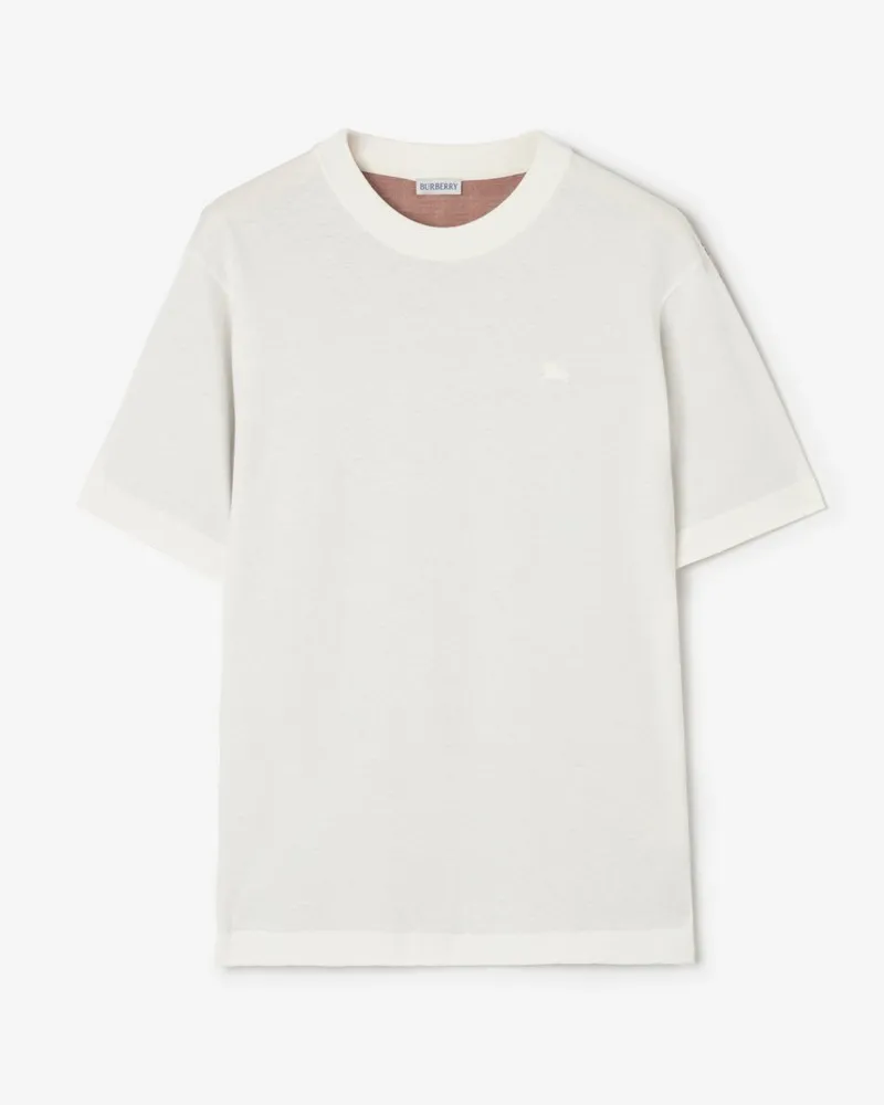 Burberry Baumwoll-T-Shirt in Check , Size Chalk-weiß