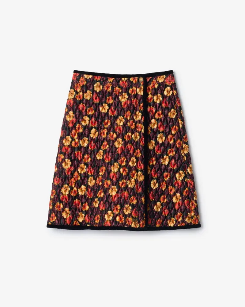 Burberry Gesteppter Nylonrock mit Geranienmuster Mohnrot