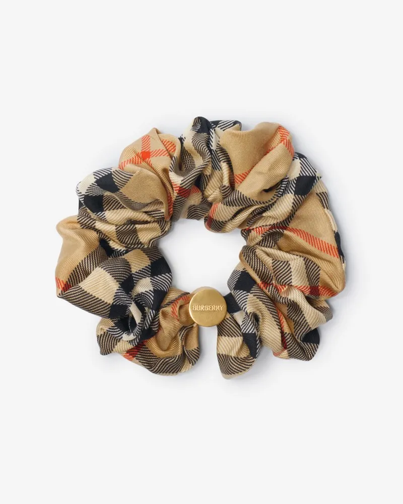 Burberry Seidenscrunchie in Check Sand-beige