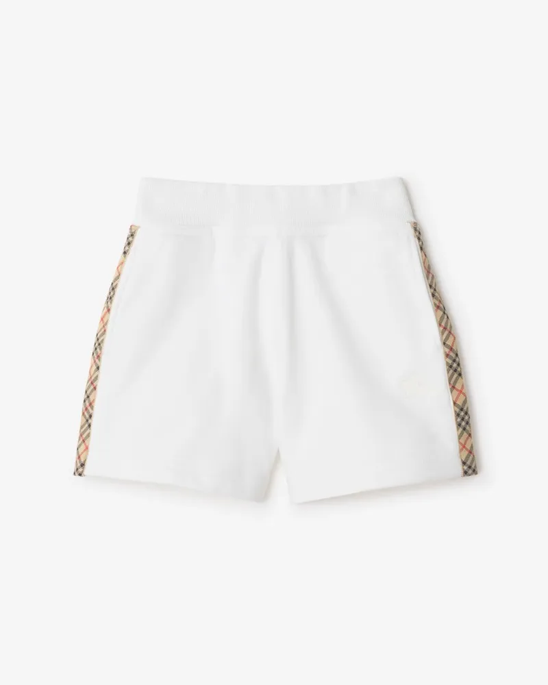 Burberry Baumwollshorts mit Check-Besatz Weiß