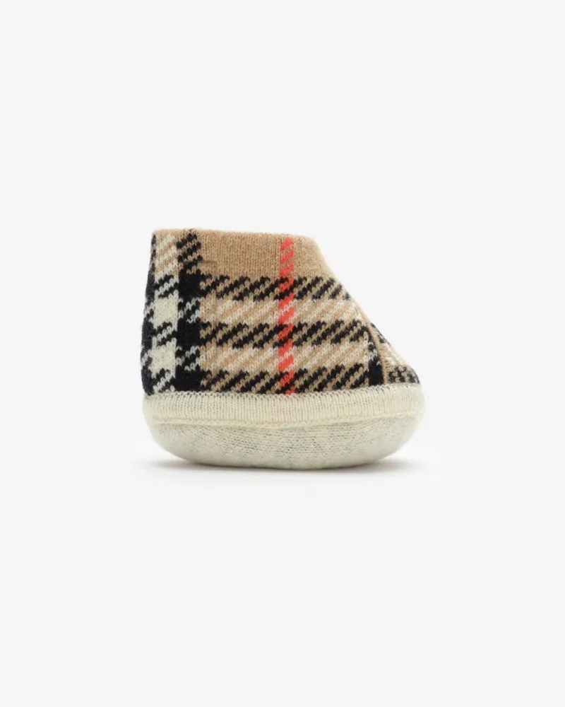 Burberry Woll-Kaschmirmisch-Füßlinge in Check , Size Sand-beige