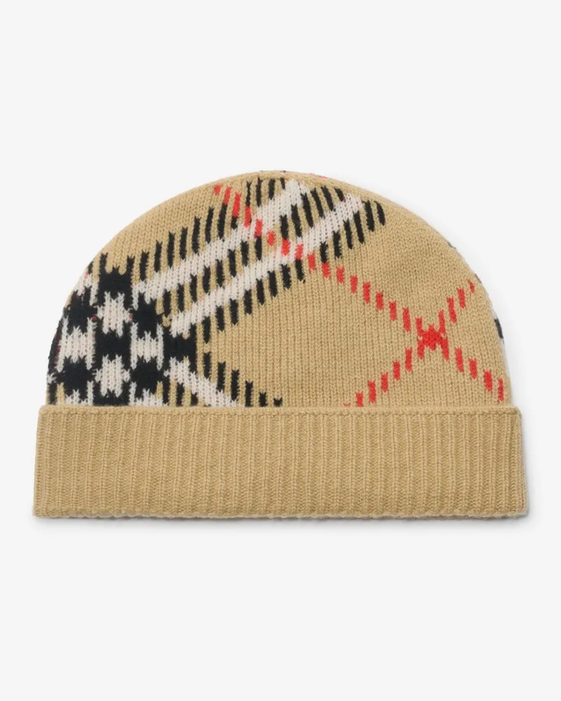 Burberry Kaschmirmisch-Beanie in Check Sand