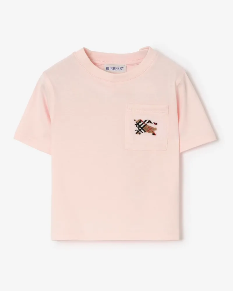 Burberry Baumwoll-T-Shirt mit Knight in Check , Size Ice