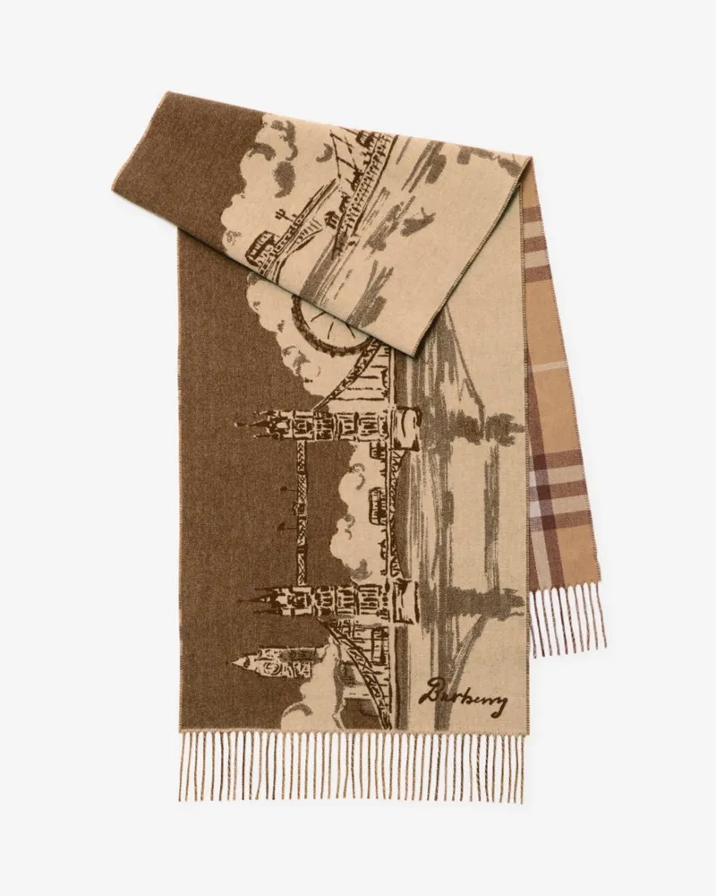 Burberry Breiter Kaschmirschal mit Themse-Motiv Finch