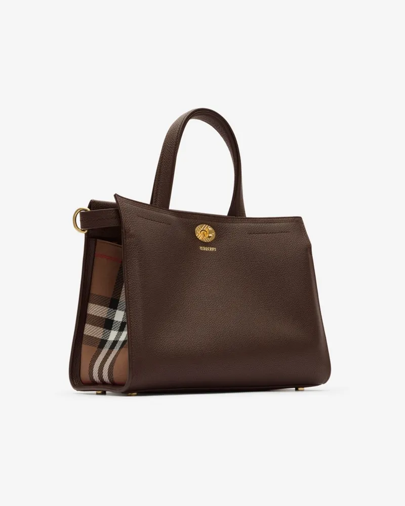 Burberry Kleine Henkeltasche „Cotswolds“ in Check Chocolate-braun