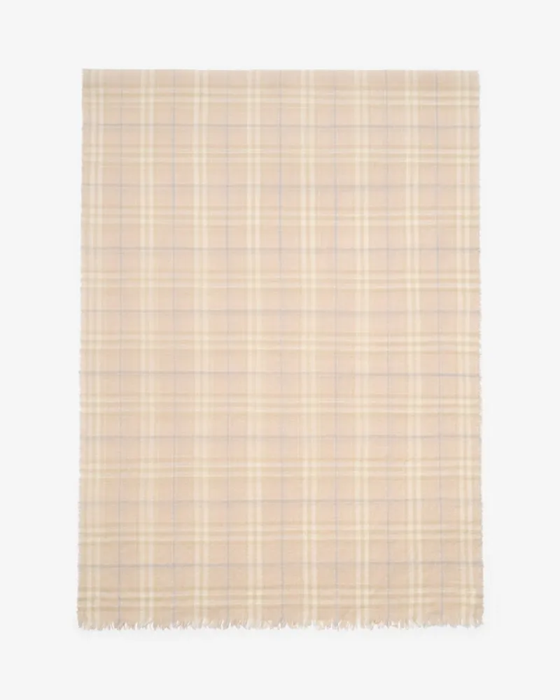 Burberry Breiterer Schal aus Wolle und Seide in Check Sesame-beige