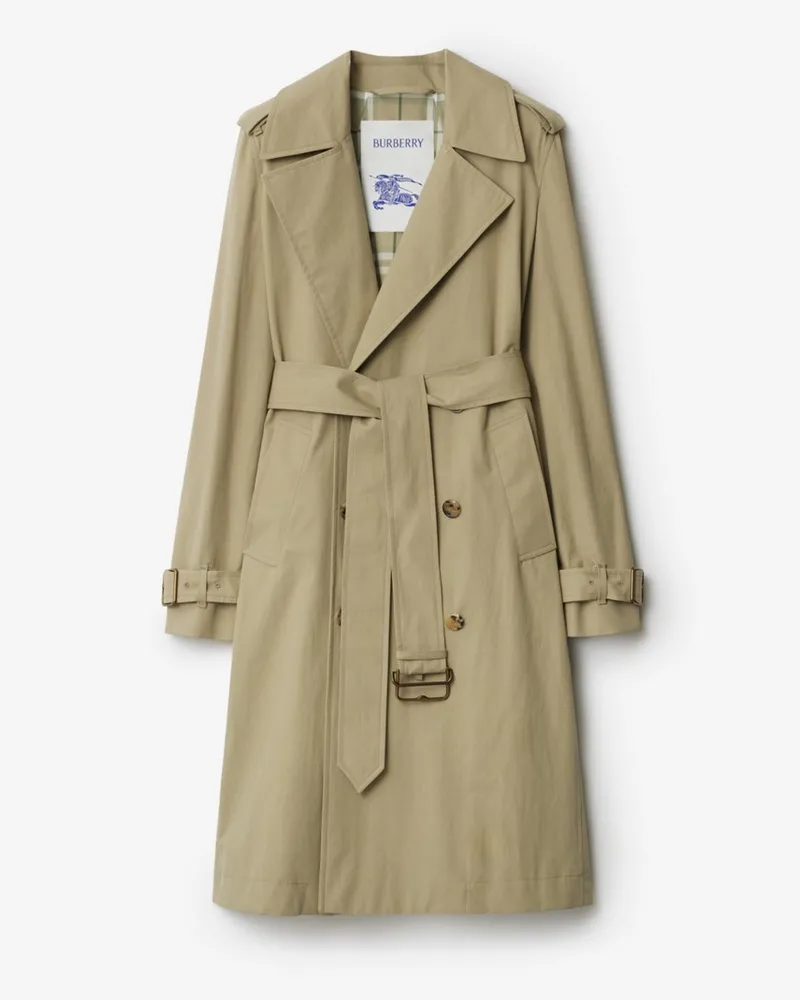 Burberry Langer Trenchcoat aus Gabardine Beige