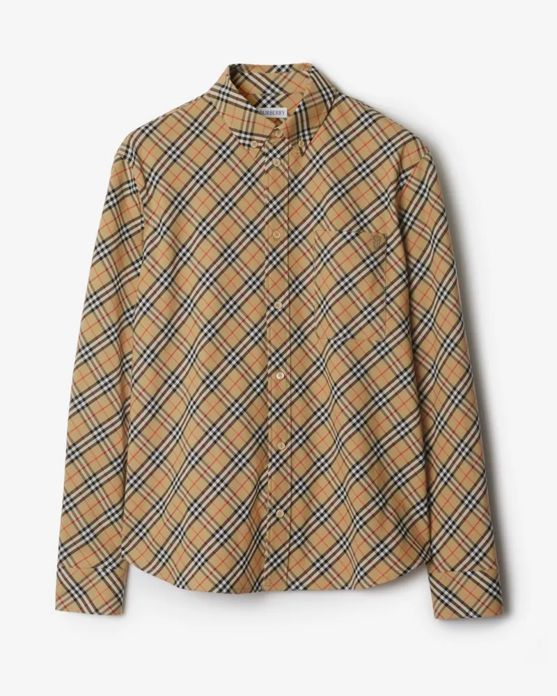 Burberry Legeres Baumwoll-Hemd in Check Sand