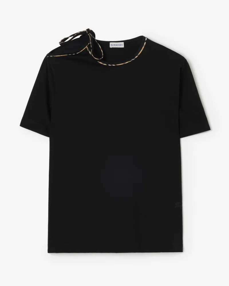 Burberry Baumwoll-T-Shirt mit Bindebändchen Schwarz