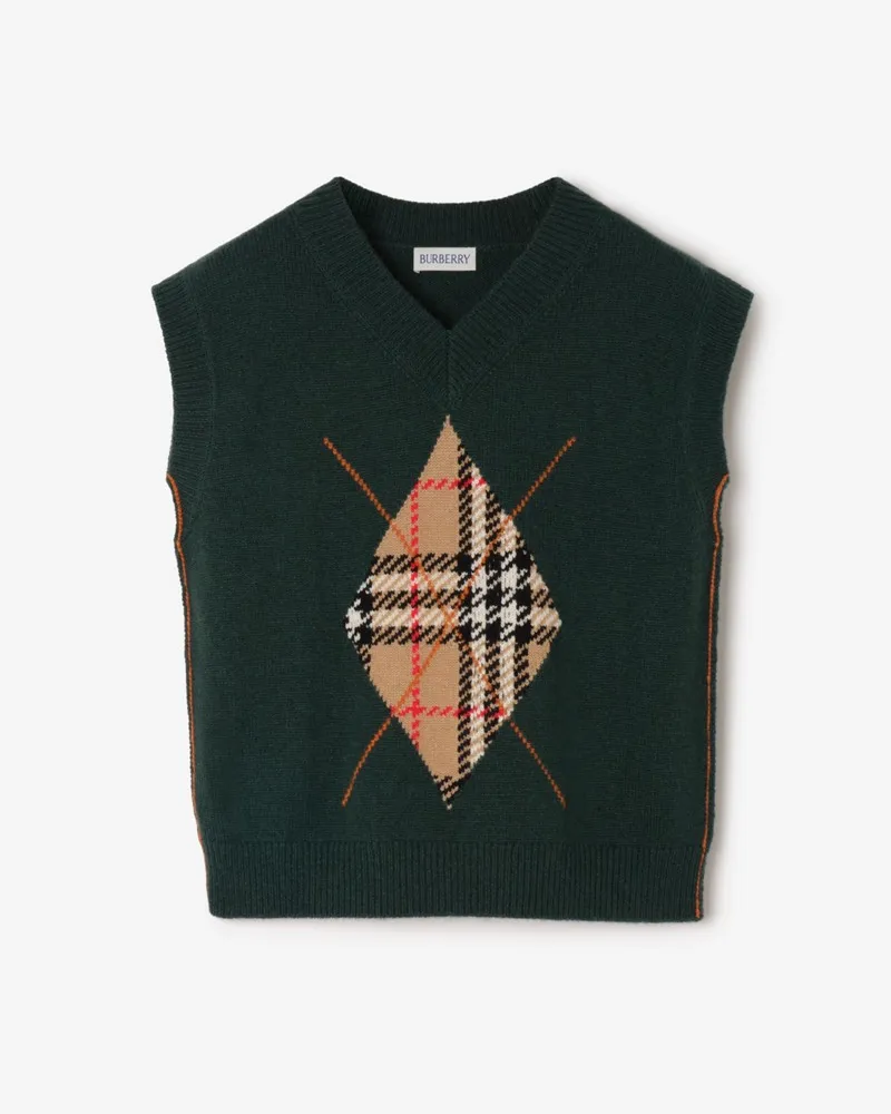 Burberry Woll-Kaschmir-Pullunder im Argyle-Design , Size Dark