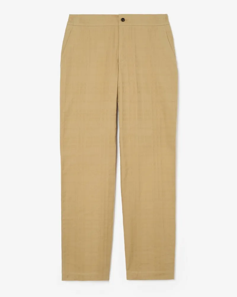 Burberry Baumwollhose in strukturiertem Check , Size Sandstorm-beige