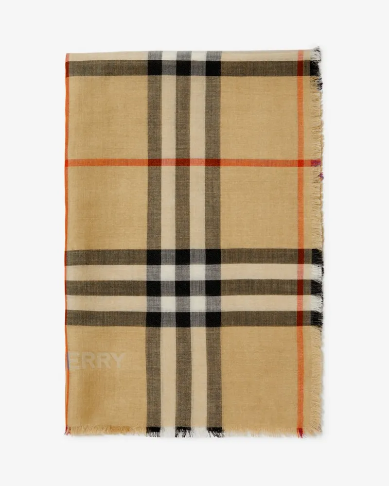 Burberry Wendbarer Woll-Seiden-Schal in Check Sand