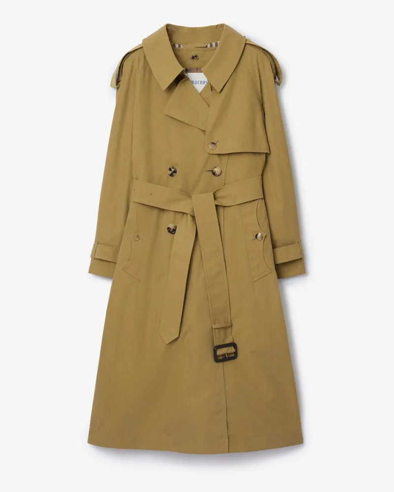 Burberry Langer Canvas-Trenchcoat „Fitzrovia“ mit herausnehmbarem Futter , Size Lignum-braun