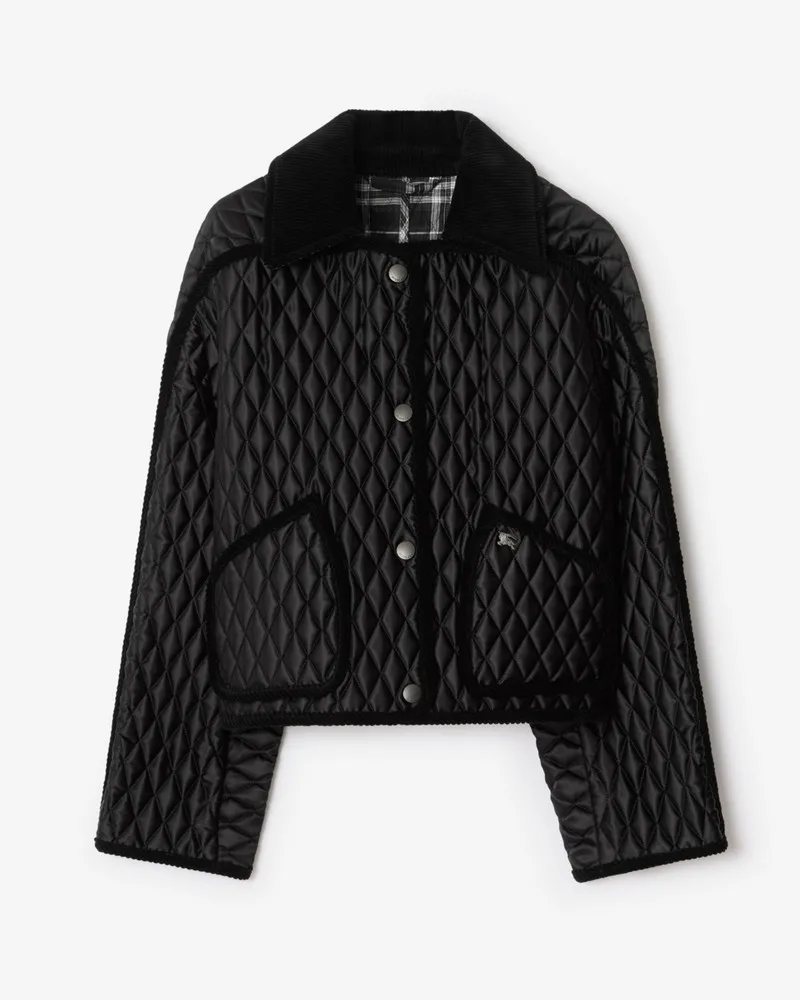 Burberry Cropped-Steppjacke „Floriston“ aus Nylon Schwarz