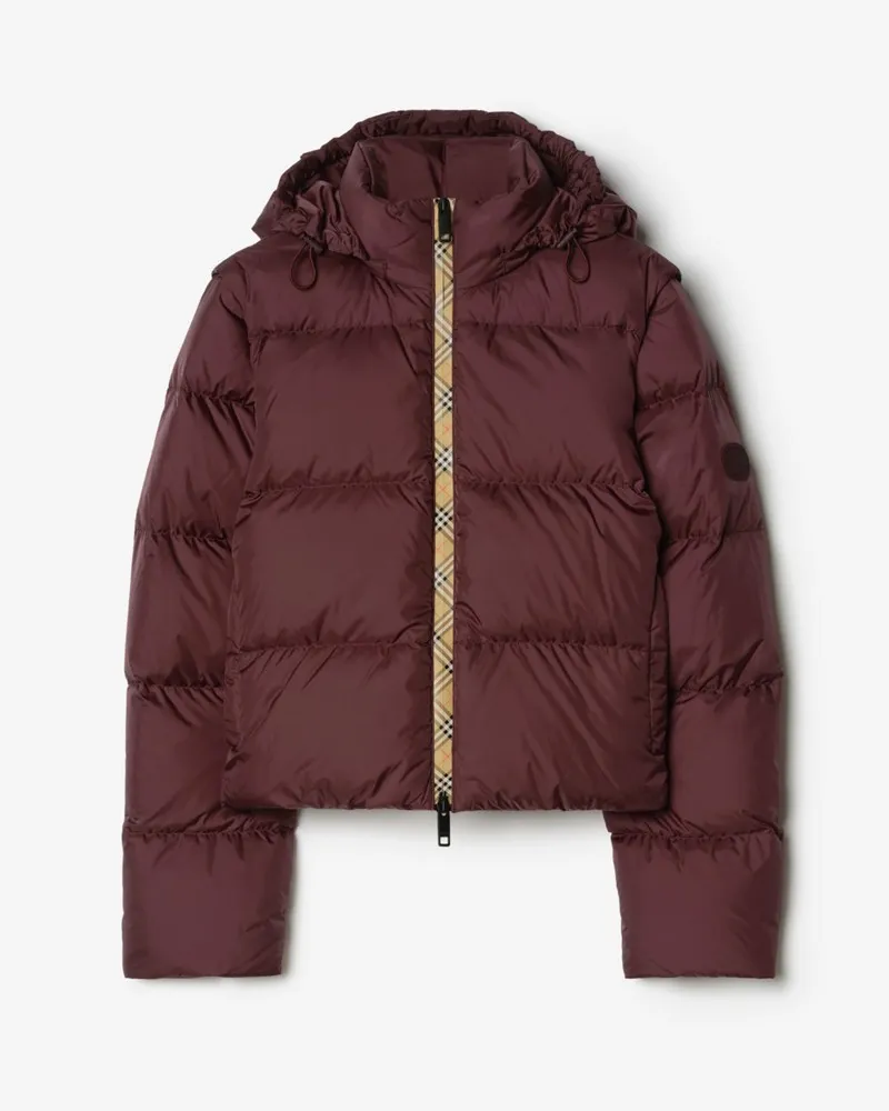 Burberry Wattierte Nylonjacke „Langdale“ mit abnehmbaren Ärmeln , Size Vineyard