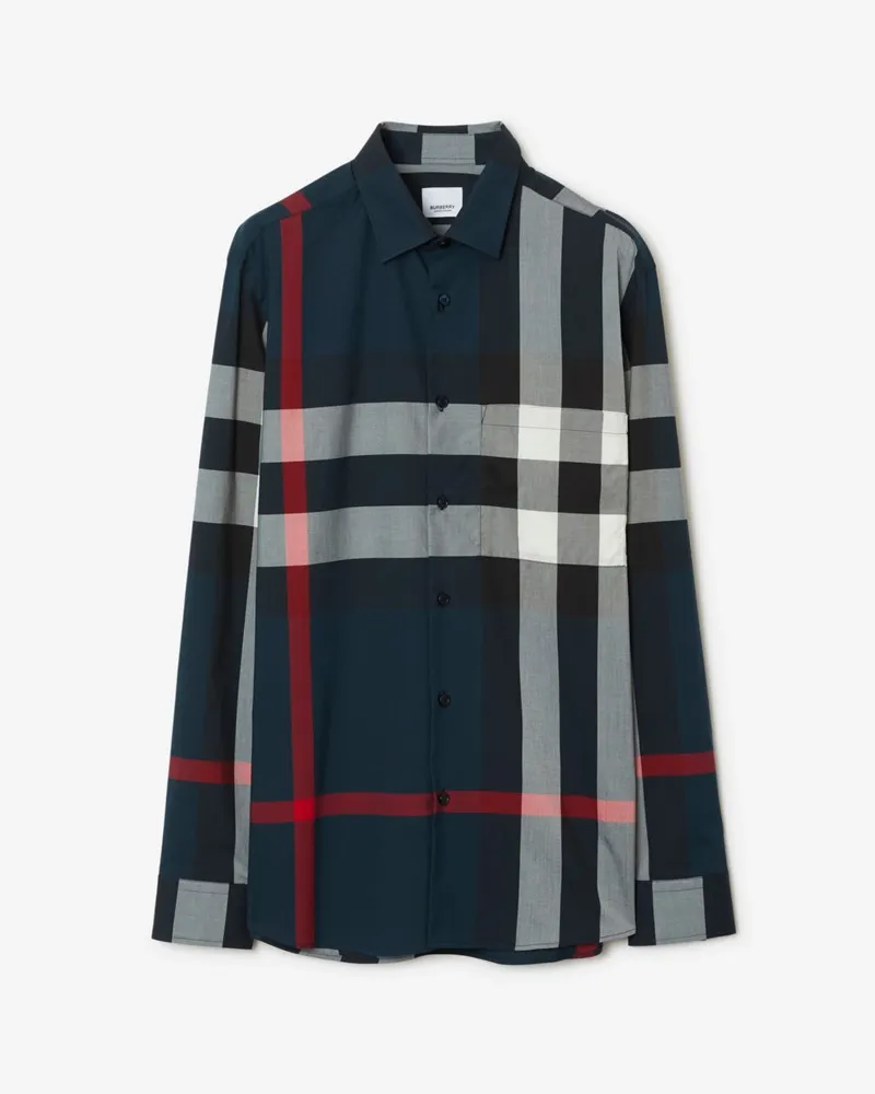 Burberry Baumwollhemd in Check , Size Navy