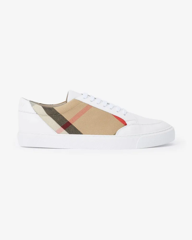 Burberry Check and Leather Sneakers Optic
