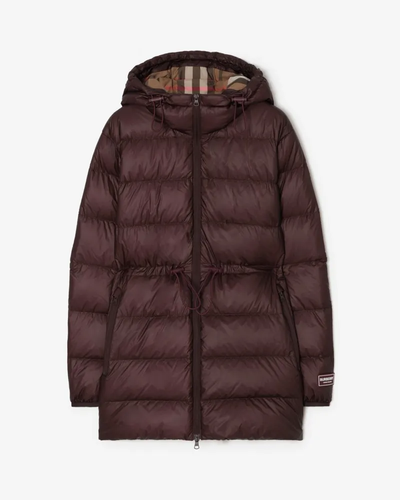 Burberry Wattierter Nylonmantel mit Kapuze Raisin-rot
