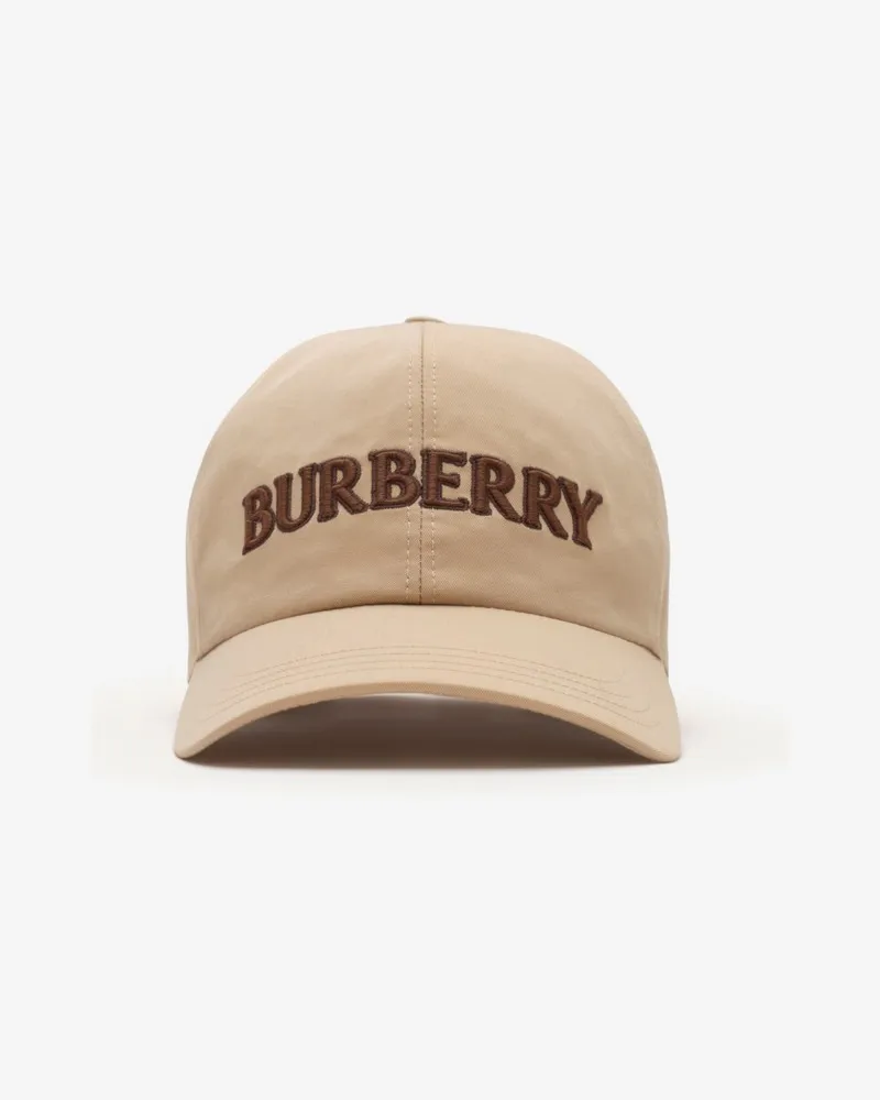 Burberry Logo Gabardine Baseball Cap , Size Beige