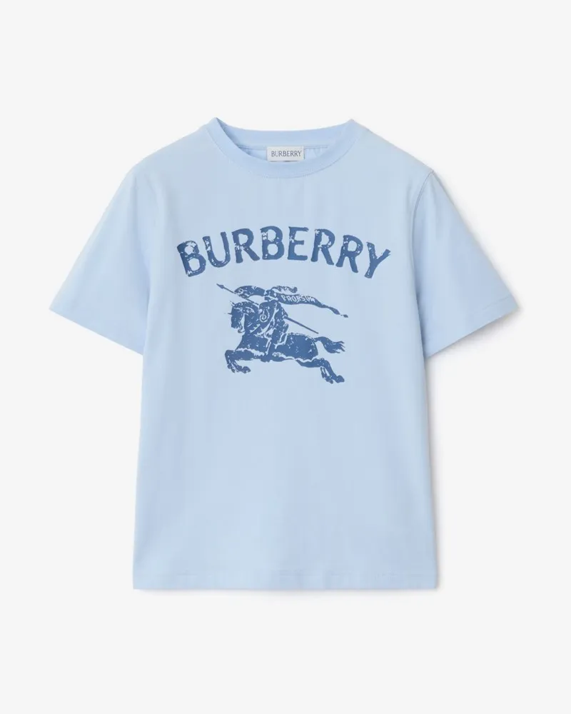 Burberry Stretchbaumwoll-T-Shirt mit EKD-Motiv , Size Ice-blau