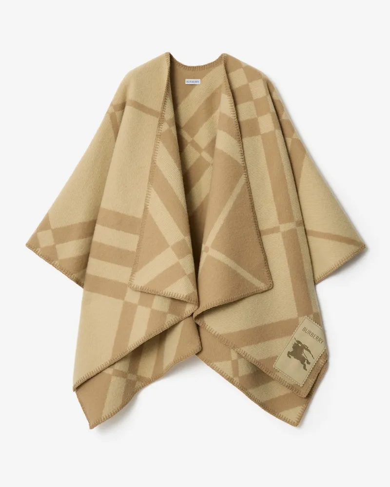 Burberry Woll-Kaschmir-Cape in Check Sand-beige