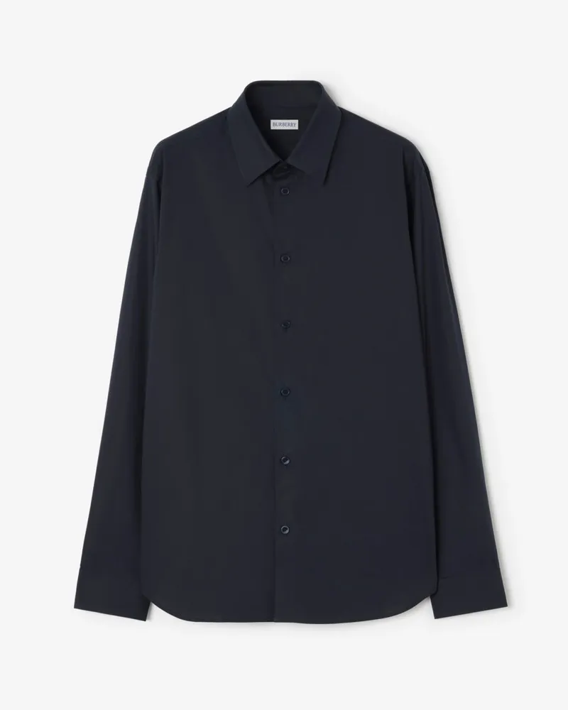 Burberry Schmal geschnittenes Baumwollhemd Navy-schwarz