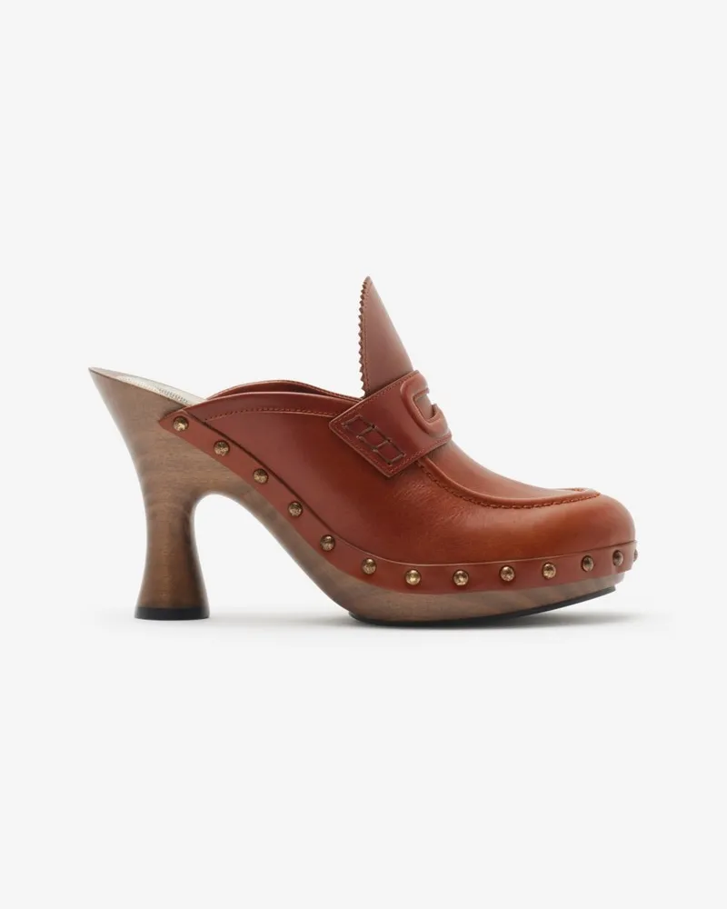 Burberry Clogs „Potter“ aus Leder Chestnut