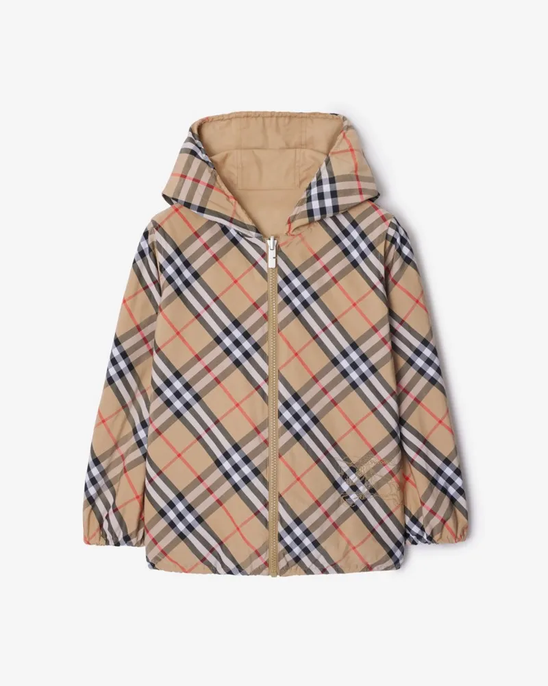 Burberry Wendbare Baumwollmisch-Jacke in Check Sand