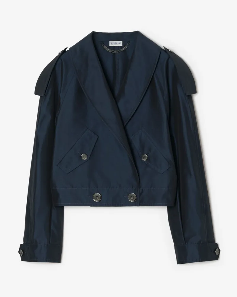 Burberry Cropped-Seidenjacke „Withington“ , Size Marineblau