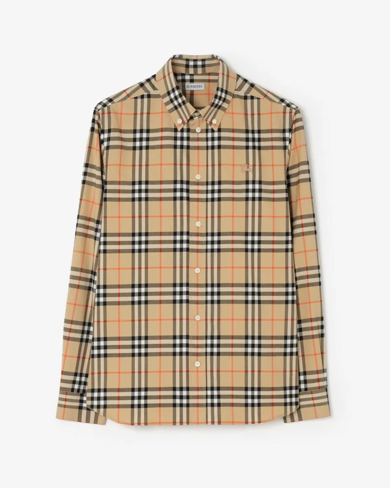Burberry Legeres Baumwollhemd in Check , Size Sand-beige