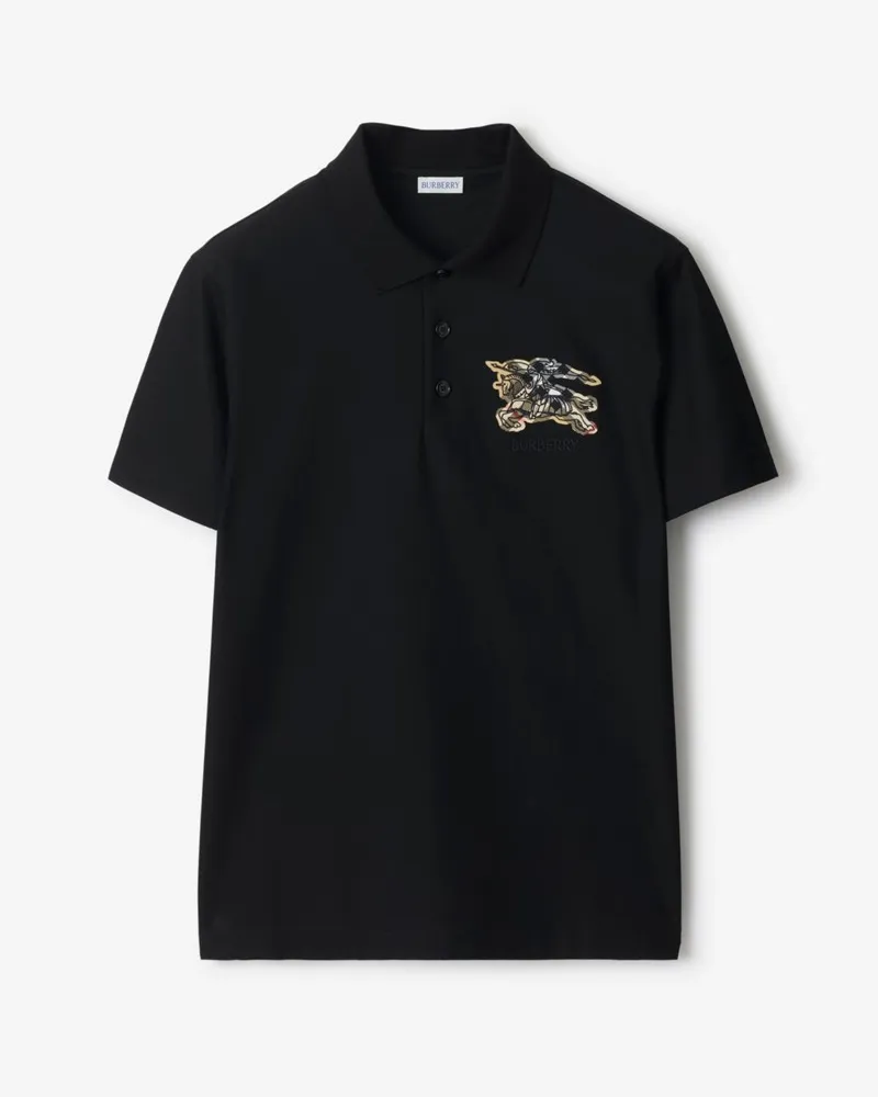 Burberry Baumwoll-Poloshirt mit EKD-Motiv und Check Schwarz