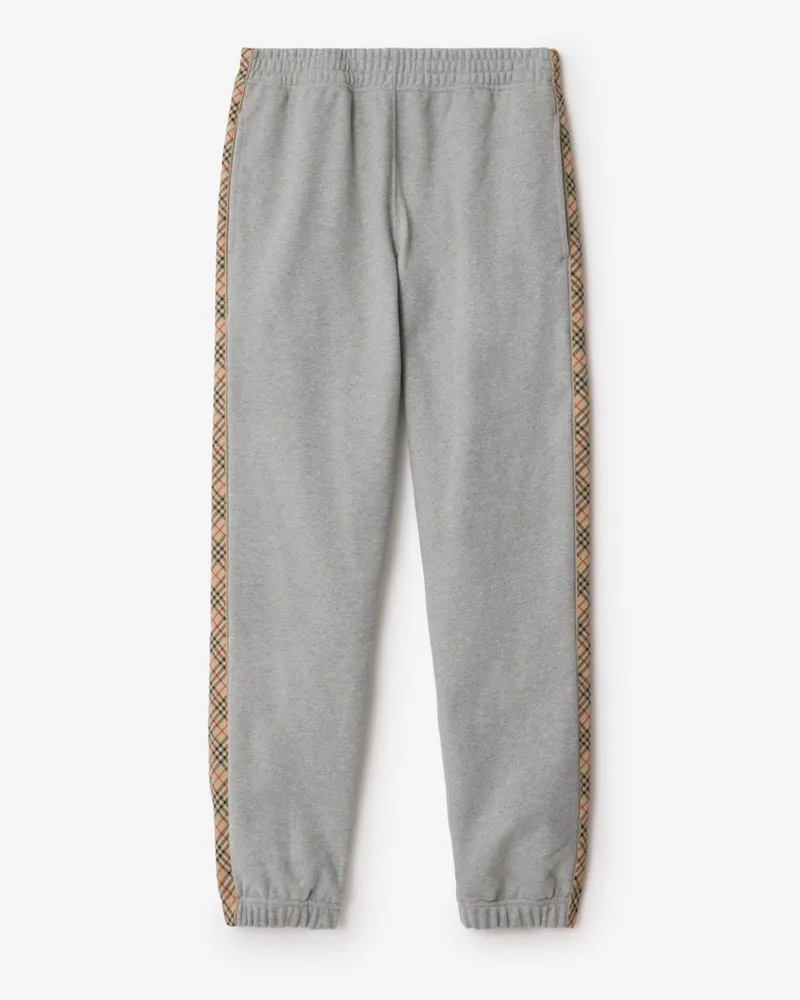 Burberry Baumwoll-Trainingshose mit Check-Besatz Hellgrau