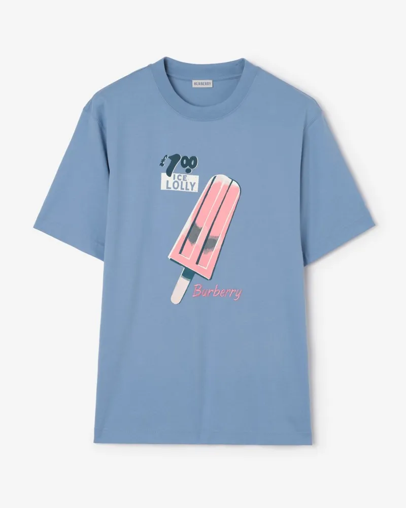 Burberry Baumwoll-T-Shirt mit Wassereis-Motiv Cornflower-blau