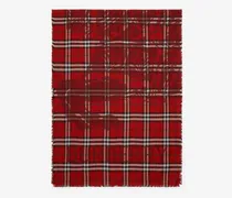 Breiterer Woll-Seiden-Schal in Check mit EKD-Motiv