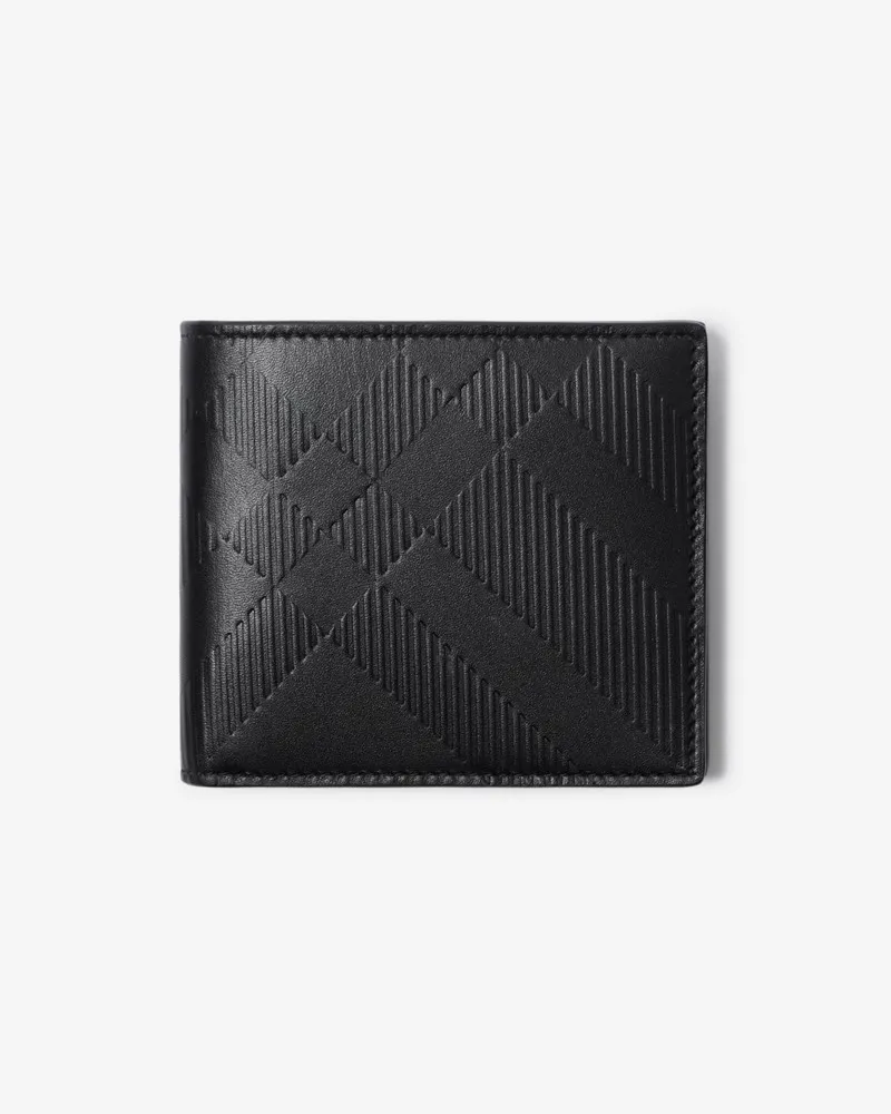 Burberry Faltbrieftasche mit geprägtem Karomuster Schwarz