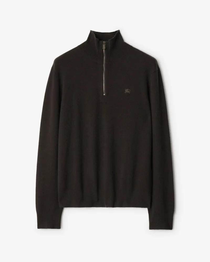 Burberry Kaschmirmischpullover mit halblangem Reißverschluss , Size Scorched-braun