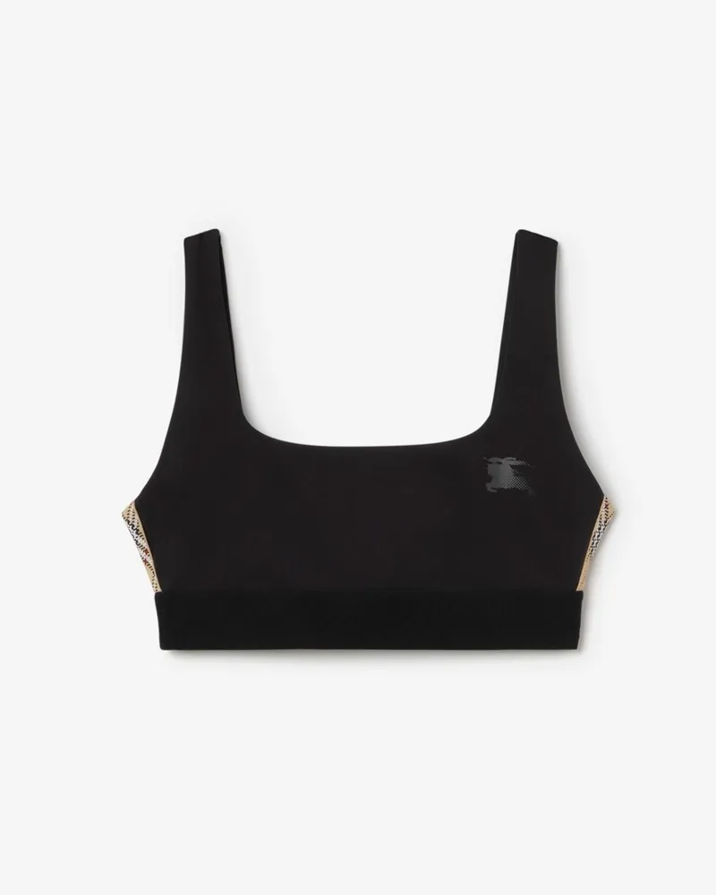 Burberry Bustier-Top aus Stretchnylon mit Karobesatz Black