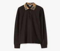 Langärmeliges Baumwoll-Poloshirt mit Check-Kragen