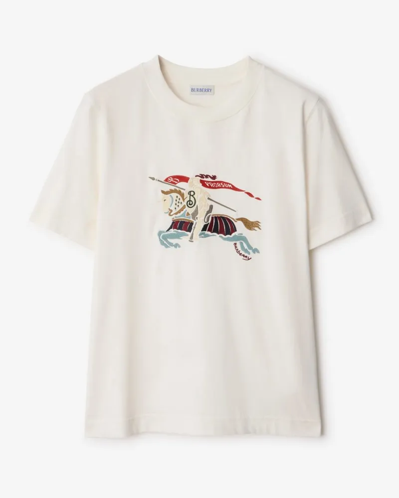 Burberry Baumwoll-T-Shirt mit EKD-Motiv Chalk-weiß